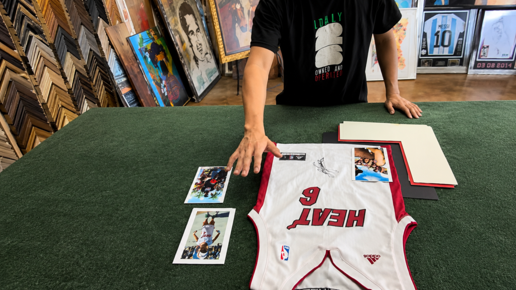 Custom framing design process at Art Frame Decor in Pembroke Pines