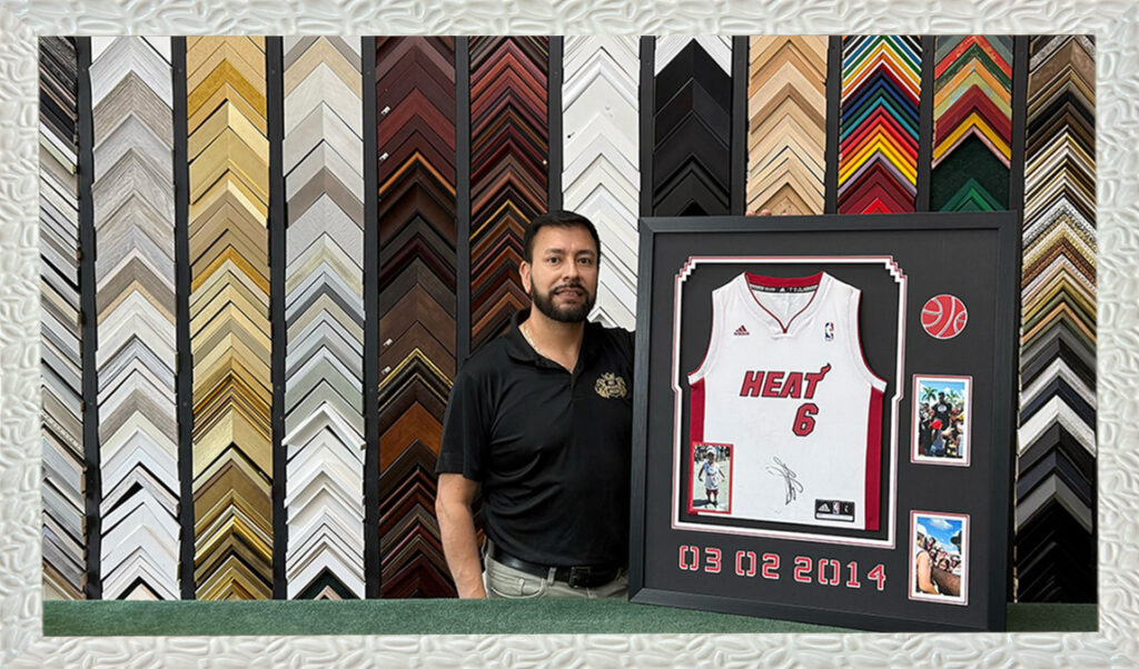 Custom picture framing design consultation at Art Frame Decor in Pembroke Pines